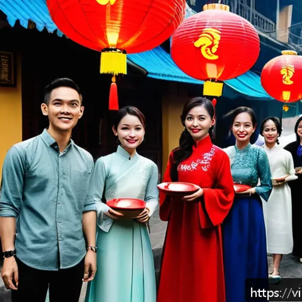 문화 충격 대처를 위한 개인의 성장 사례 - A diverse group of young Vietnamese people actively participating in a traditional Tet festival in H...