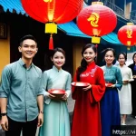 Home 18 문화 충격 대처를 위한 개인의 성장 사례 - A diverse group of young Vietnamese people actively participating in a traditional Tet festival in H...